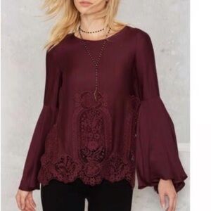 The Jetset Diaries Womens‎ Verona Lace Blouse Sz Small Boho Dark Romantics